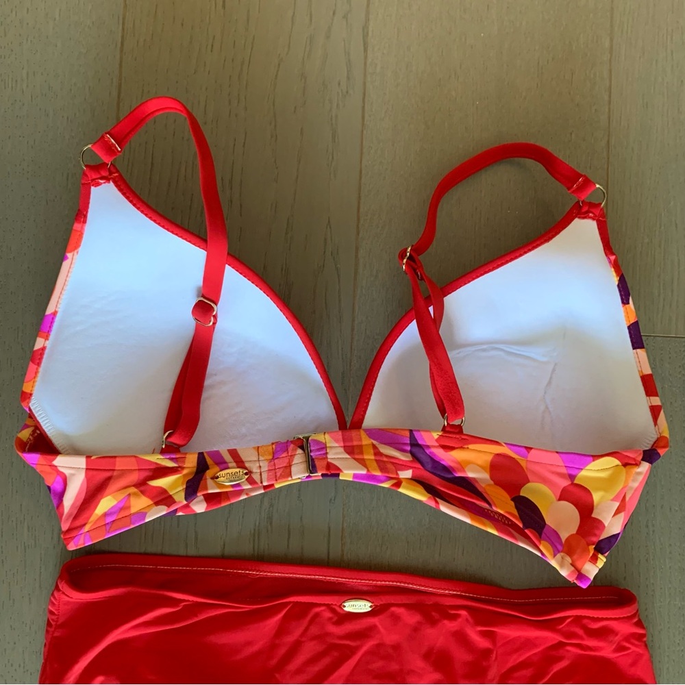Sunsets Red & Colourful Swim Top & Bottom - Picture 6 of 14